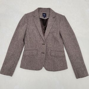 Wool Blazer. Gap. Brown. Tweed. Size: 2.